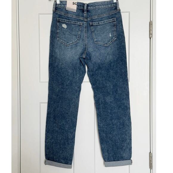NWT SO Juniors Distressed Low Rise Boyfriend Denim Blue Jeans Size 5/27 - Picture 3 of 8
